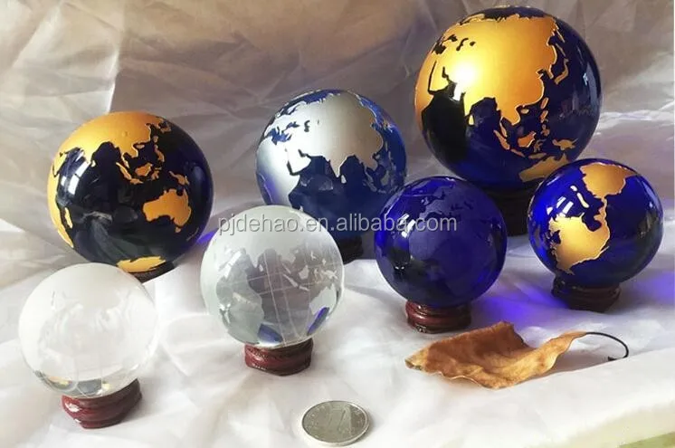 world map sandblasted decorative k9 crystal snow