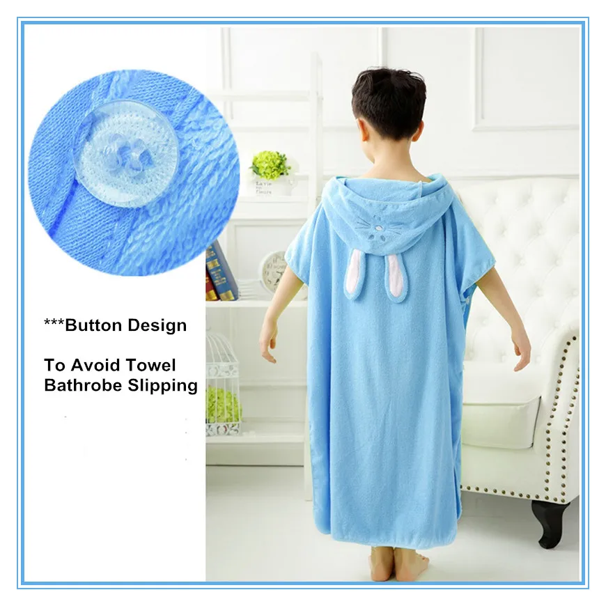 Cotton Bathrobe Hooded Pullover Beach Towel Robe 15