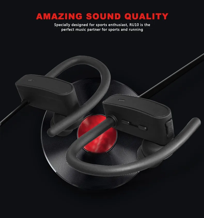 2018 Shenzhen Top sale Bluetooth 4.1 IPX7 Wireless Stereo Earphone /Earbuds/ Headset /Headphone for sports RU10 - ANKUX.COM