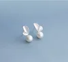 Simple design pearl earrings Four Style mixed Girlfriend birthday gift 925 silver earring wholesale