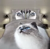 3D cat print duvet quilt cover pillow case bedding set