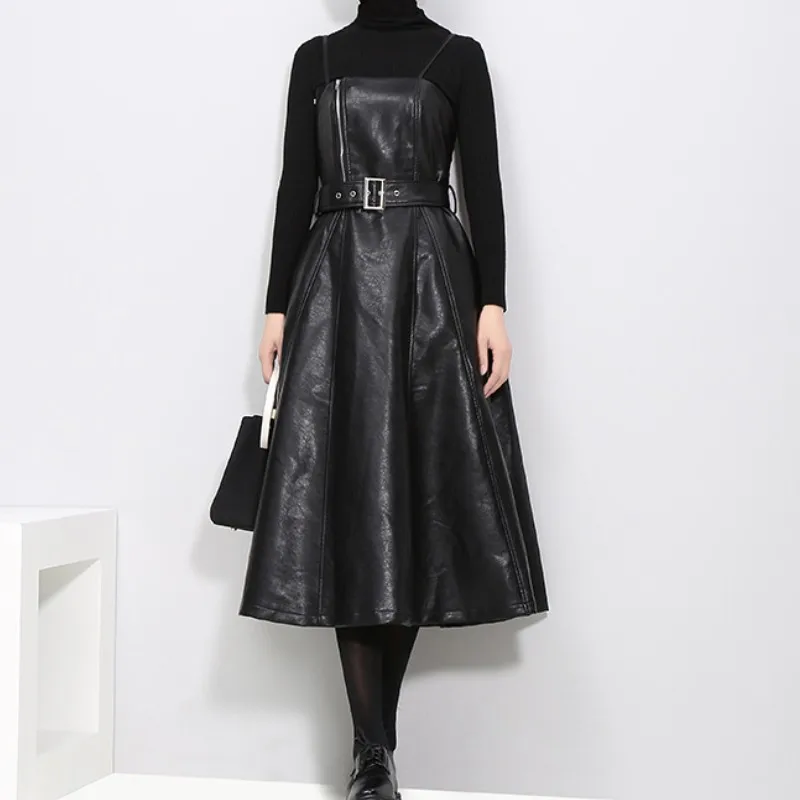 YSMARKET Hot Winter Solid Color Strapless Black PU Leather Dresses High Waist Belt Zipper A Line Dress For Women Fashion Clothes
YSMARKET Hot Winter Solid Color Strapless Black PU Leather Dresses High Waist Belt Zipper A Line Dress For Women Fashion Clothes