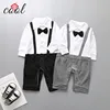 formal baby clothes black and white long sleeve cotton rompers baby boy formal wear
