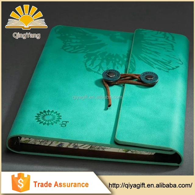 leather notebook high quality string ring binder custom note