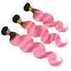 Hot sale 100% unprocessed grade 10a brazilian human hair bundle ombre 1b pink hair extension body wave