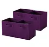 purple durable 4 pack fabric woven cute storage boxes for living room