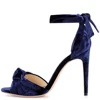 Blue Evening Dress Heeled Shoes Ankle Wrap Ladies Summer Party Heels 2018 Women Open Toe High Heel Pink Velvet Knotted Sandals