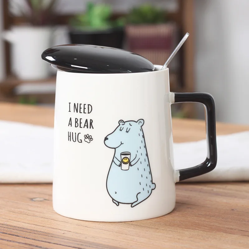 creative cartoon ceramic cute animal coffee milk tea cup novelty