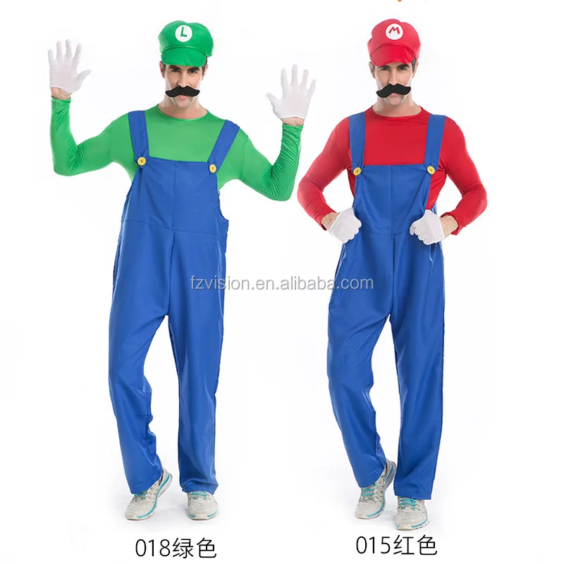 2017 nuevos hombres adultos Luigi Super Mario Bros disfraces Cosplay