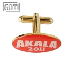 Custom Oval Gold Red Letter Logo Cufflink