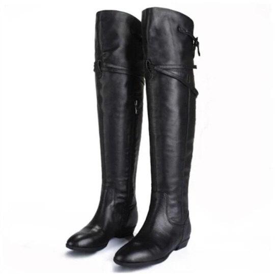 womens leather boots flat heel