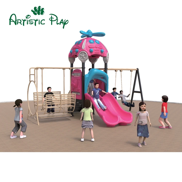 High Quality Plastic Combination Slide Outdoor Playground With Swing