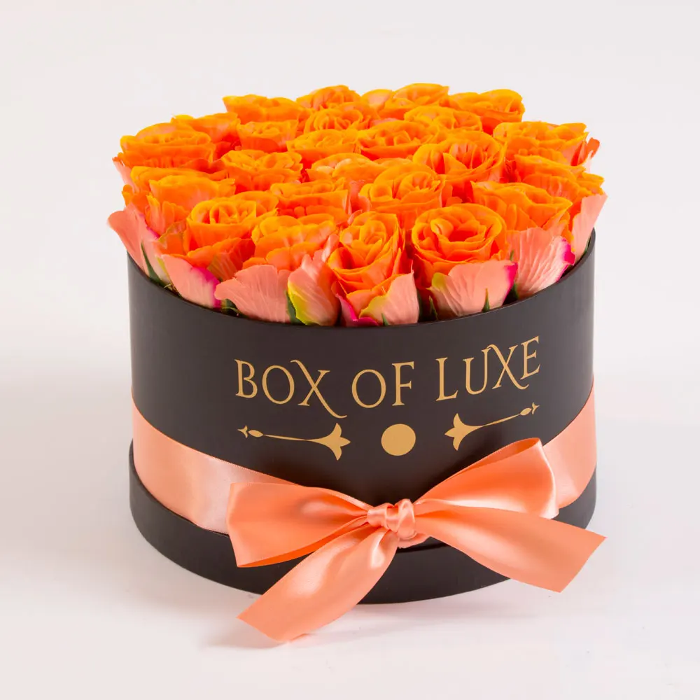 paper rose box gift, wholesale luxury round cylinder hat box for