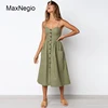 Maxnegio 2018 Sexy Lady Flower Printing Cotton Linen Halter Backless Dress