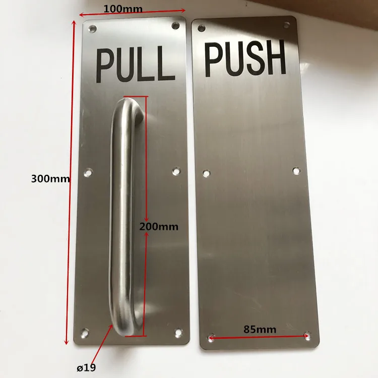 Commercial Metal Door Push Plate Stainless Steel 304 Push And Pull