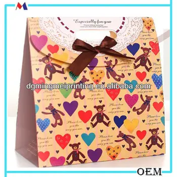 gift bag/clamshell paper handbag/care bears paper gift bag