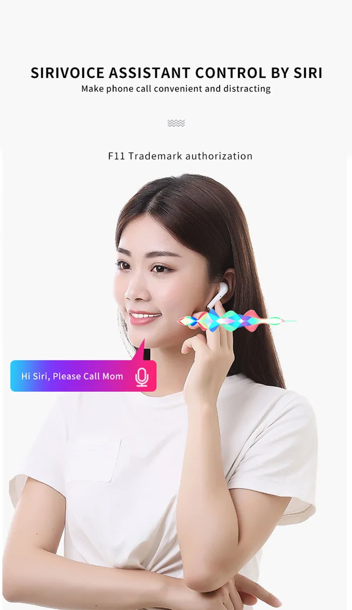 F11-T2S touch control auto connection truly wireless twins ear pods with charger case - ANKUX.COM