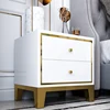 Light Luxury Bedside Table Pine Wood Quality Gold Metal Frame Hotel Home Studio Simple Furniture: Kitchen & Dining