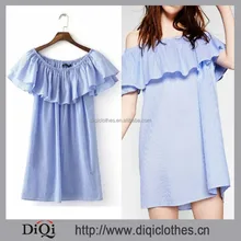 2017 newest design Garment factory wholesale off-shoulder casual stripe sexy summer women dress