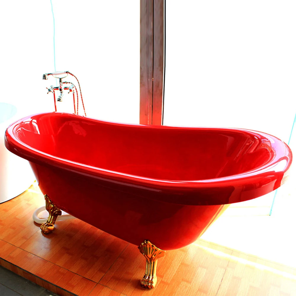 Hs-b017ax acrílico vermelho banheira de pés / clawfoot banheiras preços