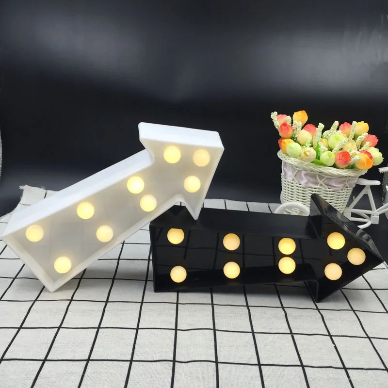 Modern Led Arrow Marquee Letter Luminaria Night Light 3D White  Black Home Table Wall Decor Lamp Indicator Light for Coffe Shop (11)