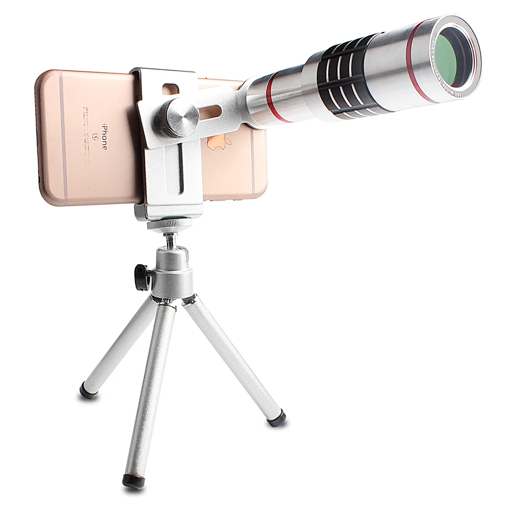 

18x telephoto zoom telescope phone camera lens with tripod for cellphone iPhone /android, Black;rose gold & customize the colour