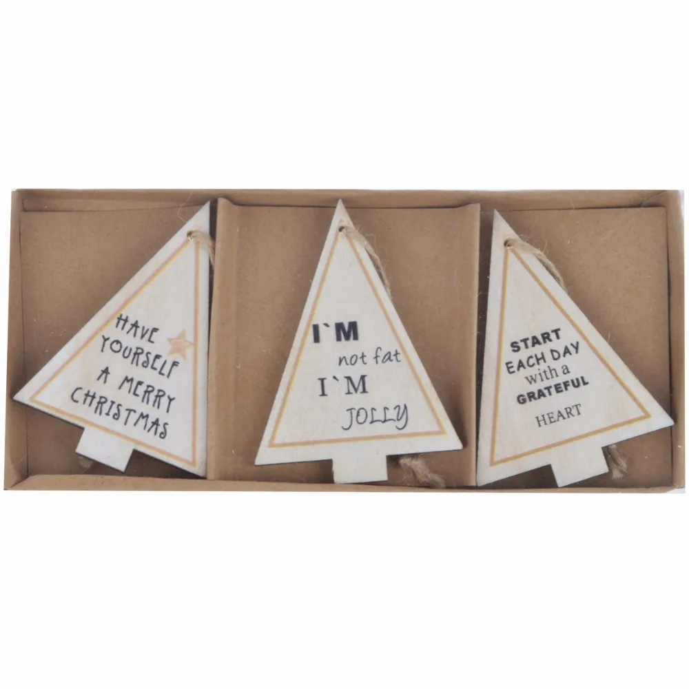 set wooden gift craft christmas tree hanging decoration ornament