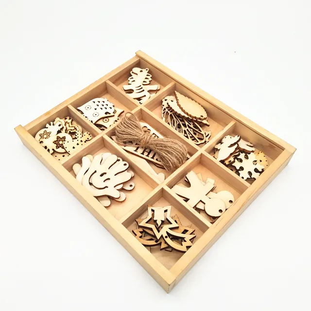 wooden christmas ornament sets for gift