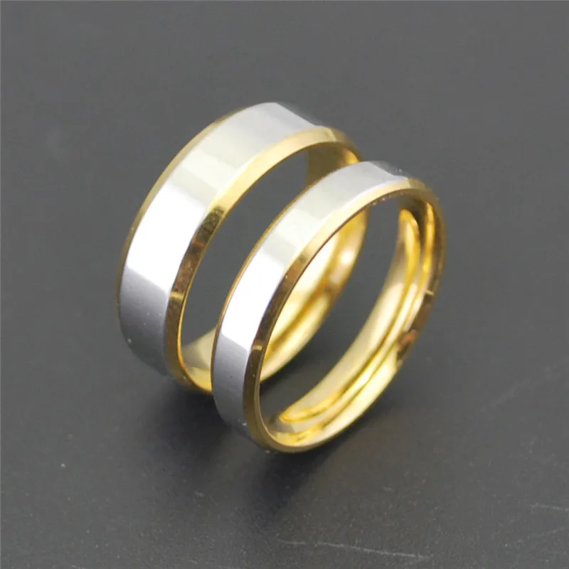 STR055 14k الذهب والمجوهرات بالجملة الفولاذ المقاوم للصدأ خواتم الزفاف مطلية بالذهب زوجين عصابة الرجال