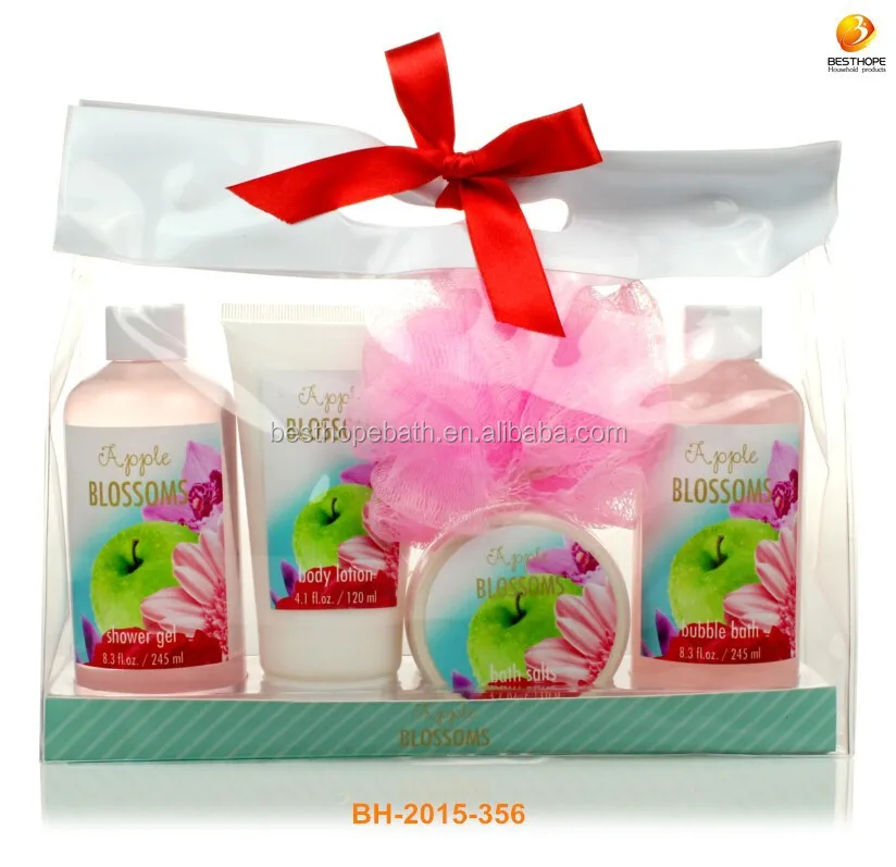 luxury apple blossom pink liquid gift bag set for women