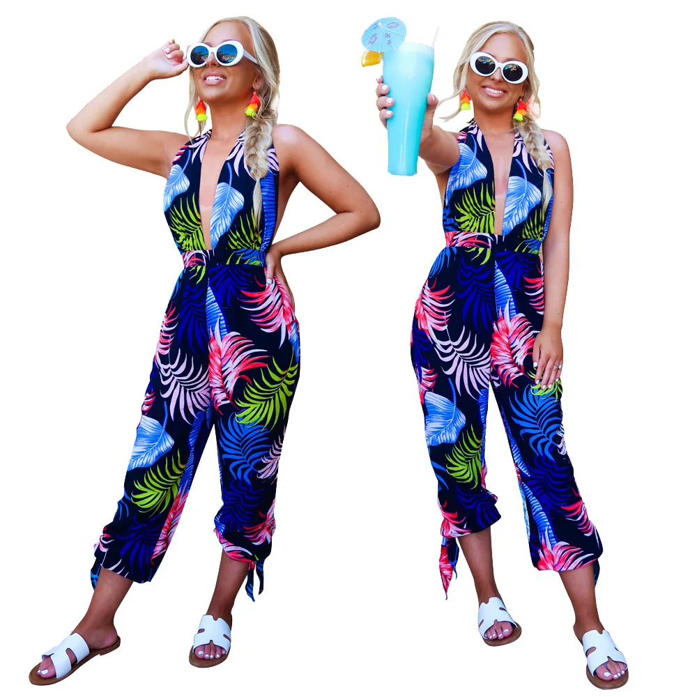 2019 ladies jumpsuit print deep v neck halter top backless sexy custom made one piece jumpsuit with wide leg pants
2019 ladies jumpsuit print deep v neck halter top backless sexy custom made one piece jumpsuit with wide leg pants