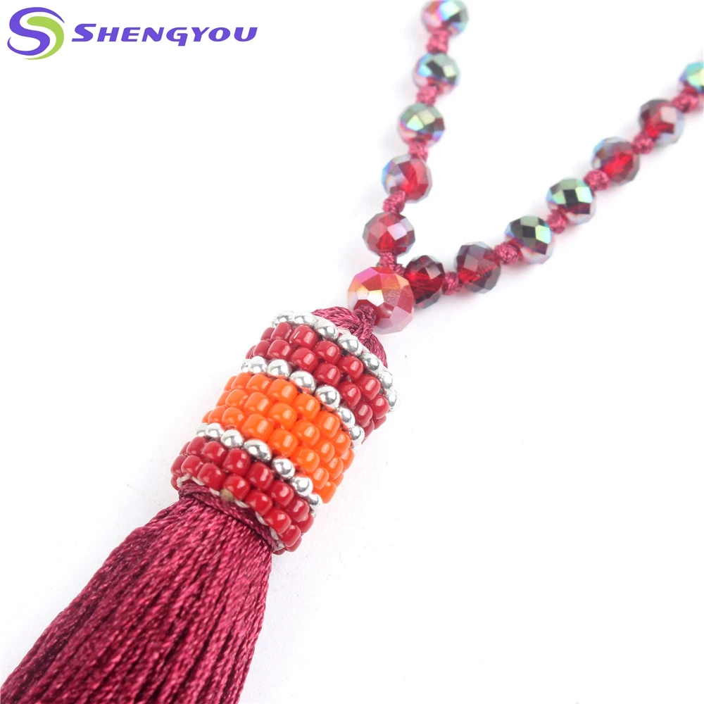 Handmade Jewelry Latest Design Tassel Bead Necklace with Multiple Colors