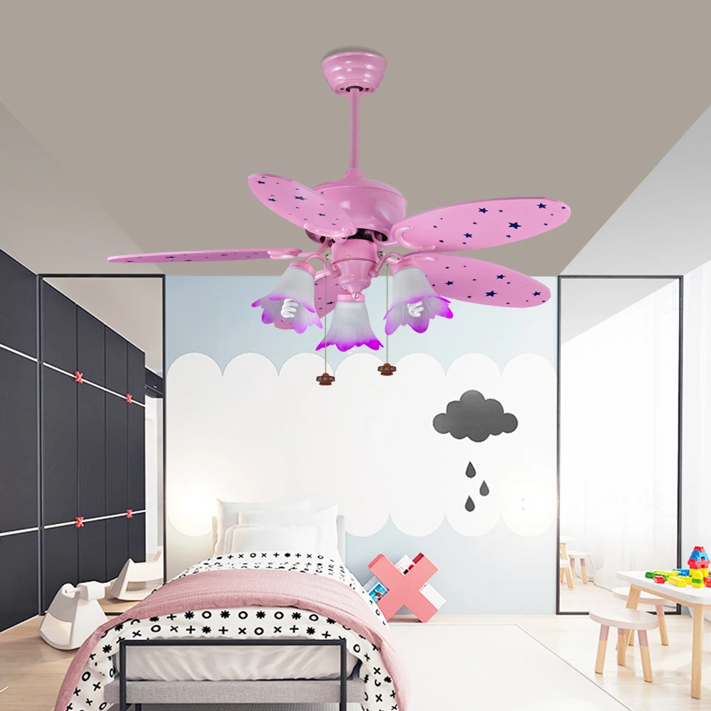 42 Pink Color Ceiling Fan Light With Stars For Lady Or Girls Buy