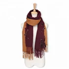 2019 new design winter wool scarf plain 100% wool women scarf shawl