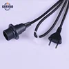 Coloured cloth covered electrical cable cord with plug on off switch E14 lamp socket