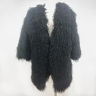 Custom Size Color Mongolian Fur Women Fur Parka Coat Winter Warm Black Coats For Ladies