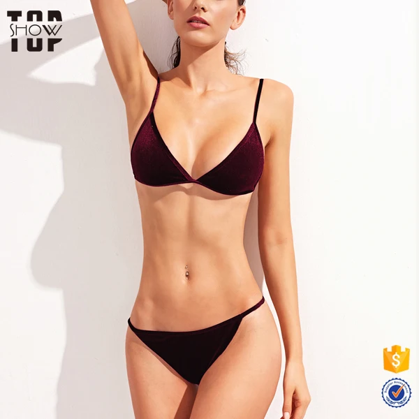Wholesale china factory triangle design velvet sexy bikini swimwear 2019, Can be customized
Wholesale china factory triangle design velvet sexy bikini swimwear 2019, Can be customized