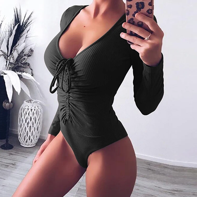 New Design V Neck Lace-Up Slim Fitness Full One Piece Jumpsuit For Women Bodysuit, As shown womens long sleeve blouses
New Design V Neck Lace-Up Slim Fitness Full One Piece Jumpsuit For Women Bodysuit, As shown womens long sleeve blouses