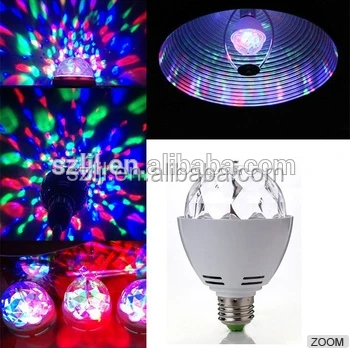 New Design Full Color Rotating E27 Led Bulb Lamp Home Party Disco