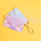 Large laser hologram pu pvc leather evening bag ladies envelope metal acrylic clutch bag