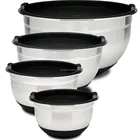 Non-Slip Stainless Steel Mixing Bowls Set of 5 With Lids Cooking Supplies for Kitchen