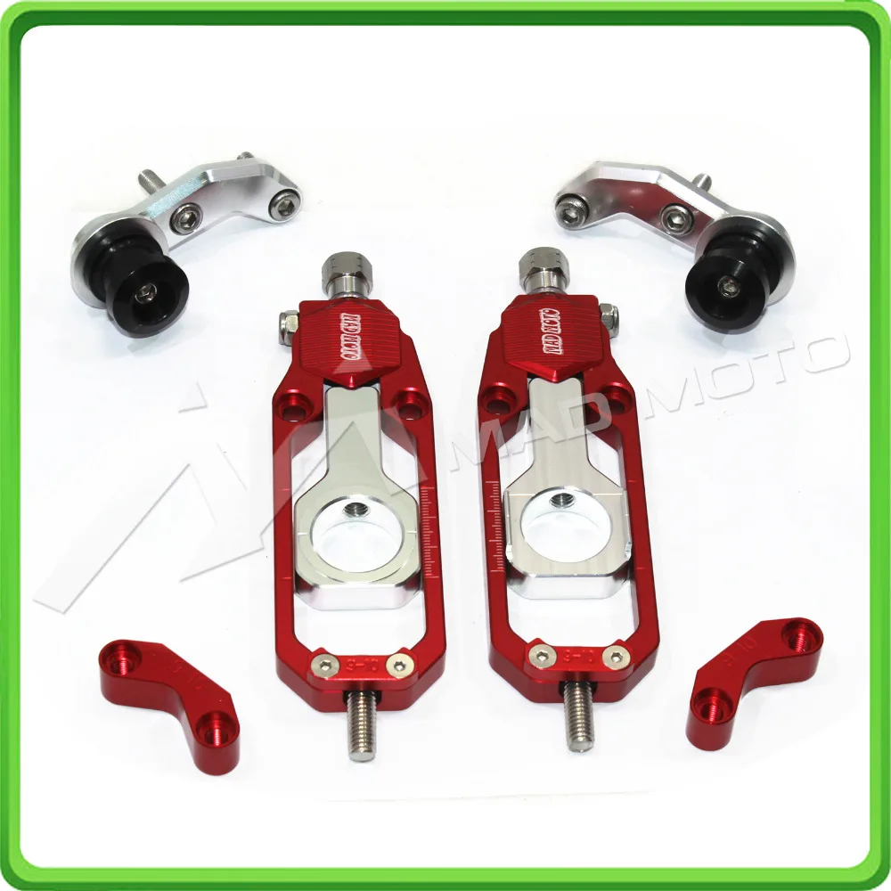 Motorcycle Chain Tensioner Adjuster with bobbins fit for HONDA CBR 600 RR CBR600RR 2011 2012 2013 2014 2015 2016 Red & Silver (12)