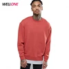 Fashion 100% cotton fleece orange oversized streetwear blank custom printing logo sweatshirt men crewneck