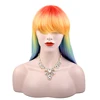 Alileader Heat Resistant Synthetic Hair Straight Rainbow Wig