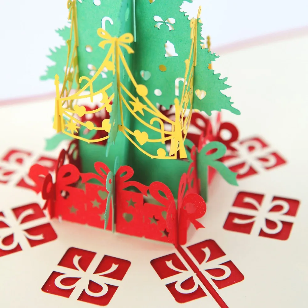 merry christmas tree gift card 3d pop up card handmade custom