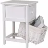 Shabby Chic White Wicker Nightstand Drawer Basket Side Tables For Bedroom