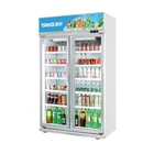 2 glass door chiller fridge for supermarket beverage display