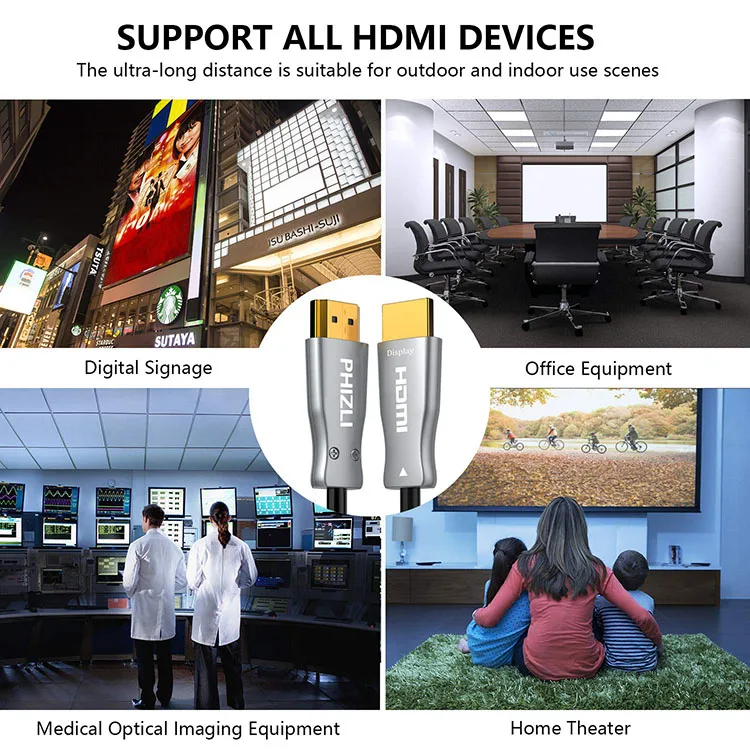 Fiber HDMI cable Manufacturer 10M 15M 20M 30M 50M 70M 80M 100M 4K/60Hz RGB 4:4:4 18Gbps Fiber Optic HDMI 2.0b cable - ANKUX.COM