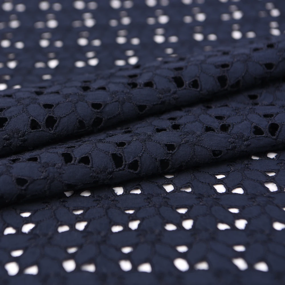 navy cotton lace fabric