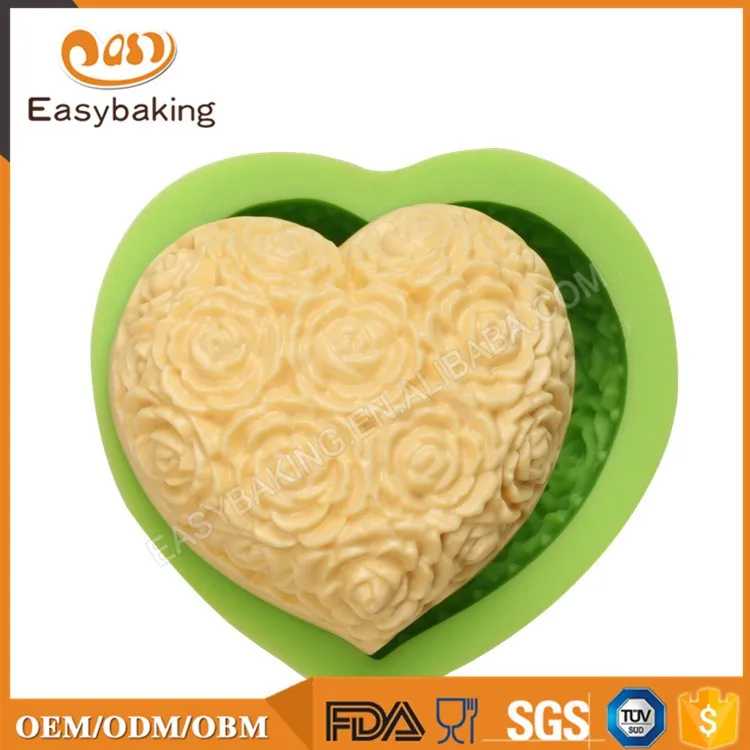 ES-1513 Liebesherz mit Blume Silikonformen für Fondant-Kuchendekoration